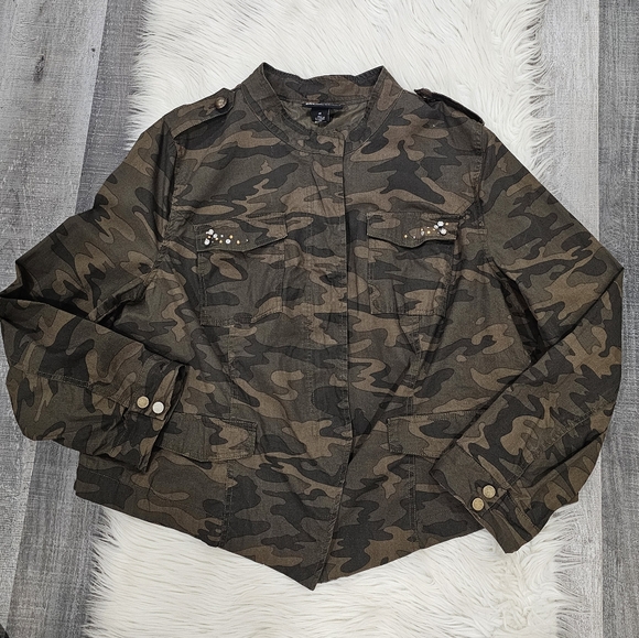 Lane bryant cotton camo skull jacket - Picture 1 of 6